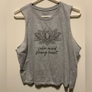 Grey crop graphic crop top